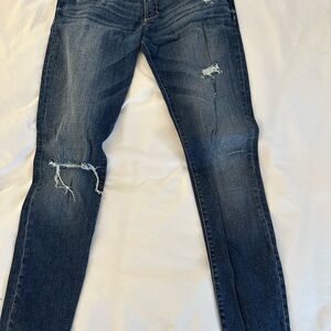 Abercrombie and Fitch Women's Distressed Blue Skinny Low Rise Jeans